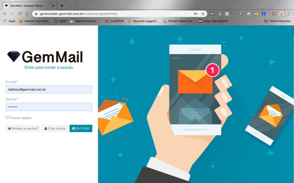 Login GemMail - Email Marketing Grátis